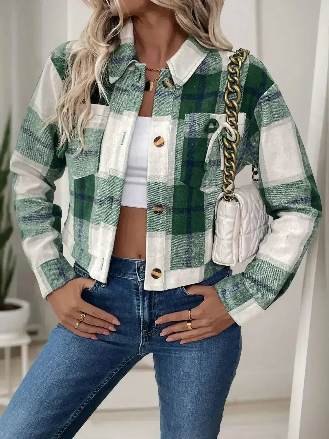 Perfee Color Block Button Up Jacket - Femstylo