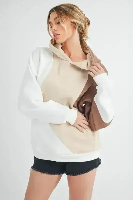 Color Block Hoodie - Kangaroo Pocket Pullover | Aemi + Co | Femstylo - Femstylo