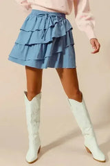 SO ME Asymmetrical Ruffled Game Day Skirt - Femstylo