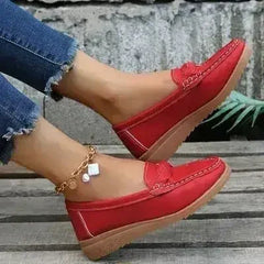 Wedge Heel Loafers - Woven PU Shoes | Femstylo - Femstylo