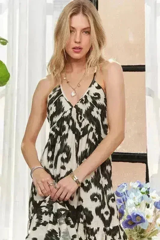 ADORA Crisscross Maxi Dress – Two-Tone V-Neck Evening Gown - Femstylo