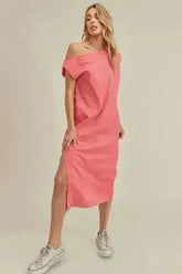 Aemi + Co Side Slit Round Neck Sleeveless Midi Dress - Femstylo