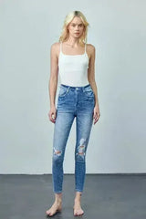 HIGH RISE ANKLE SKINNY JEANS - Femstylo