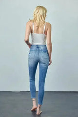 HIGH RISE ANKLE SKINNY JEANS - Femstylo