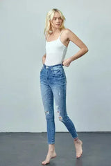 HIGH RISE ANKLE SKINNY JEANS - Femstylo