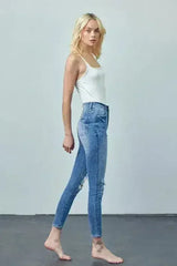 HIGH RISE ANKLE SKINNY JEANS - Femstylo