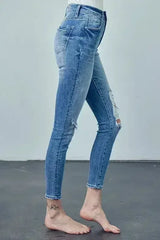 HIGH RISE ANKLE SKINNY JEANS - Femstylo