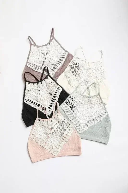 Crochet Lace High Neck Bralette - Femstylo
