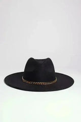 Chain Belt Fedora Hat - Suede-Like Polyester Hat | Femstylo - Femstylo