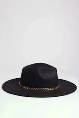 Chain Belt Fedora Hat - Suede-Like Polyester Hat | Femstylo - Femstylo