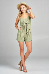 Women's Front Tie Tank Romper with Open back - Femstylo