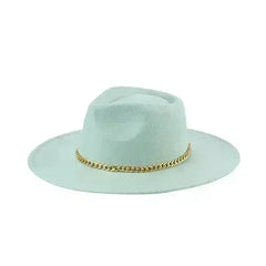Chain Belt Fedora Hat - Suede-Like Polyester Hat | Femstylo - Femstylo