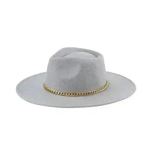 Chain Belt Fedora Hat - Suede-Like Polyester Hat | Femstylo - Femstylo