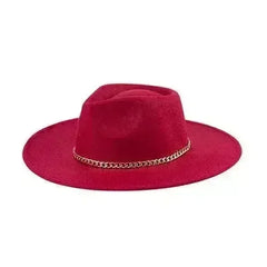 Chain Belt Fedora Hat - Suede-Like Polyester Hat | Femstylo - Femstylo