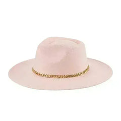 Chain Belt Fedora Hat - Suede-Like Polyester Hat | Femstylo - Femstylo
