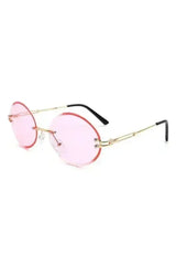 Round Oval Rimless Circle Vintage Sunglasses - Femstylo