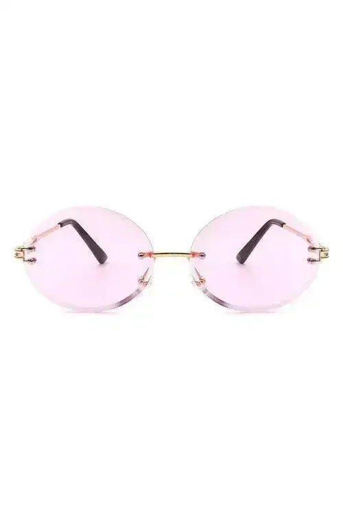 Round Oval Rimless Circle Vintage Sunglasses - Femstylo
