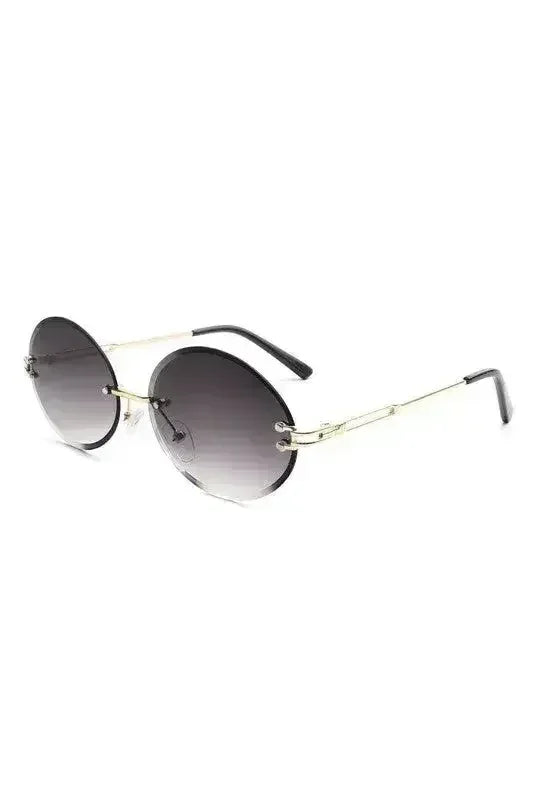 Round Oval Rimless Circle Vintage Sunglasses - Femstylo