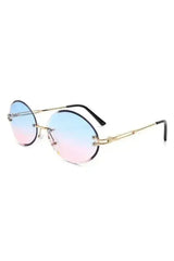 Round Oval Rimless Circle Vintage Sunglasses - Femstylo