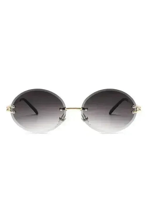 Round Oval Rimless Circle Vintage Sunglasses - Femstylo