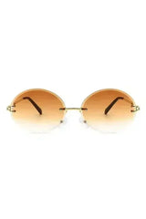 Round Oval Rimless Circle Vintage Sunglasses - Femstylo