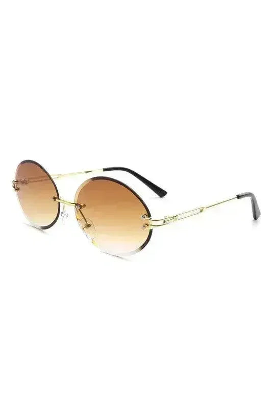 Round Oval Rimless Circle Vintage Sunglasses - Femstylo