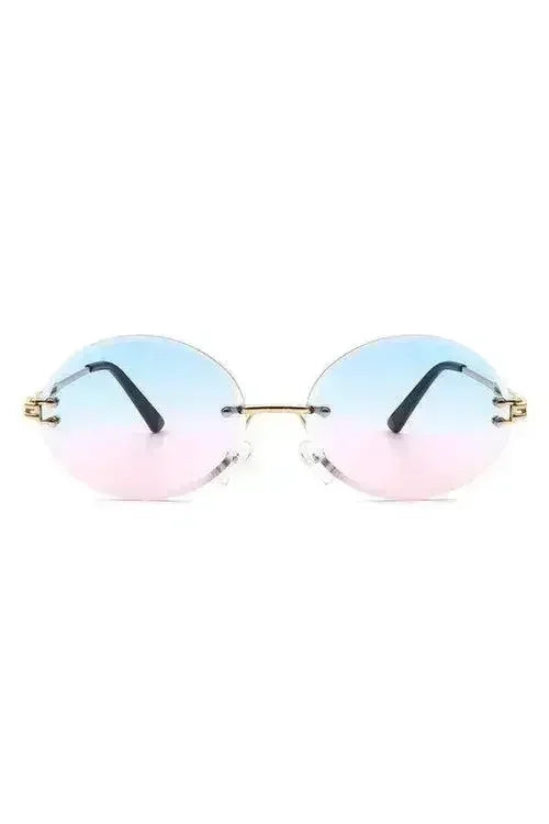 Round Oval Rimless Circle Vintage Sunglasses - Femstylo
