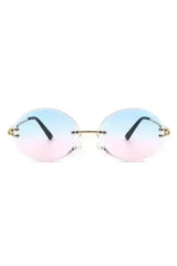 Round Oval Rimless Circle Vintage Sunglasses - Femstylo