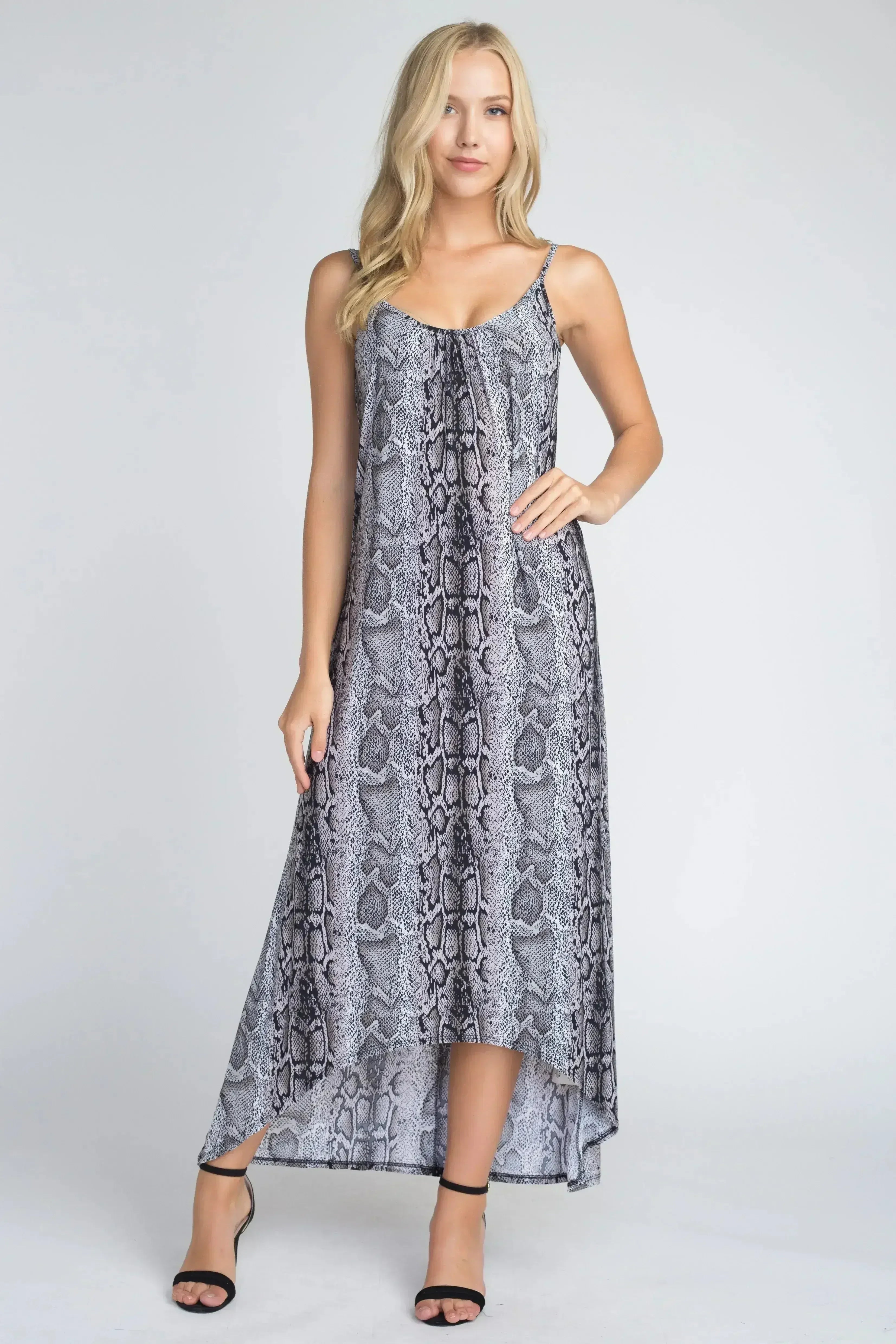 Women's Snakeskin Print Maxi Tank Dress - Femstylo