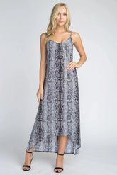 Women's Snakeskin Print Maxi Tank Dress - Femstylo