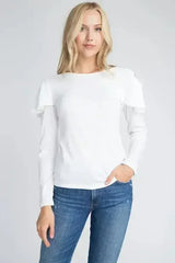 Women's Cold Shoulder Ruffle Long Sleeve Top - Femstylo