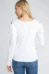 Women's Cold Shoulder Ruffle Long Sleeve Top - Femstylo
