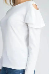 Women's Cold Shoulder Ruffle Long Sleeve Top - Femstylo