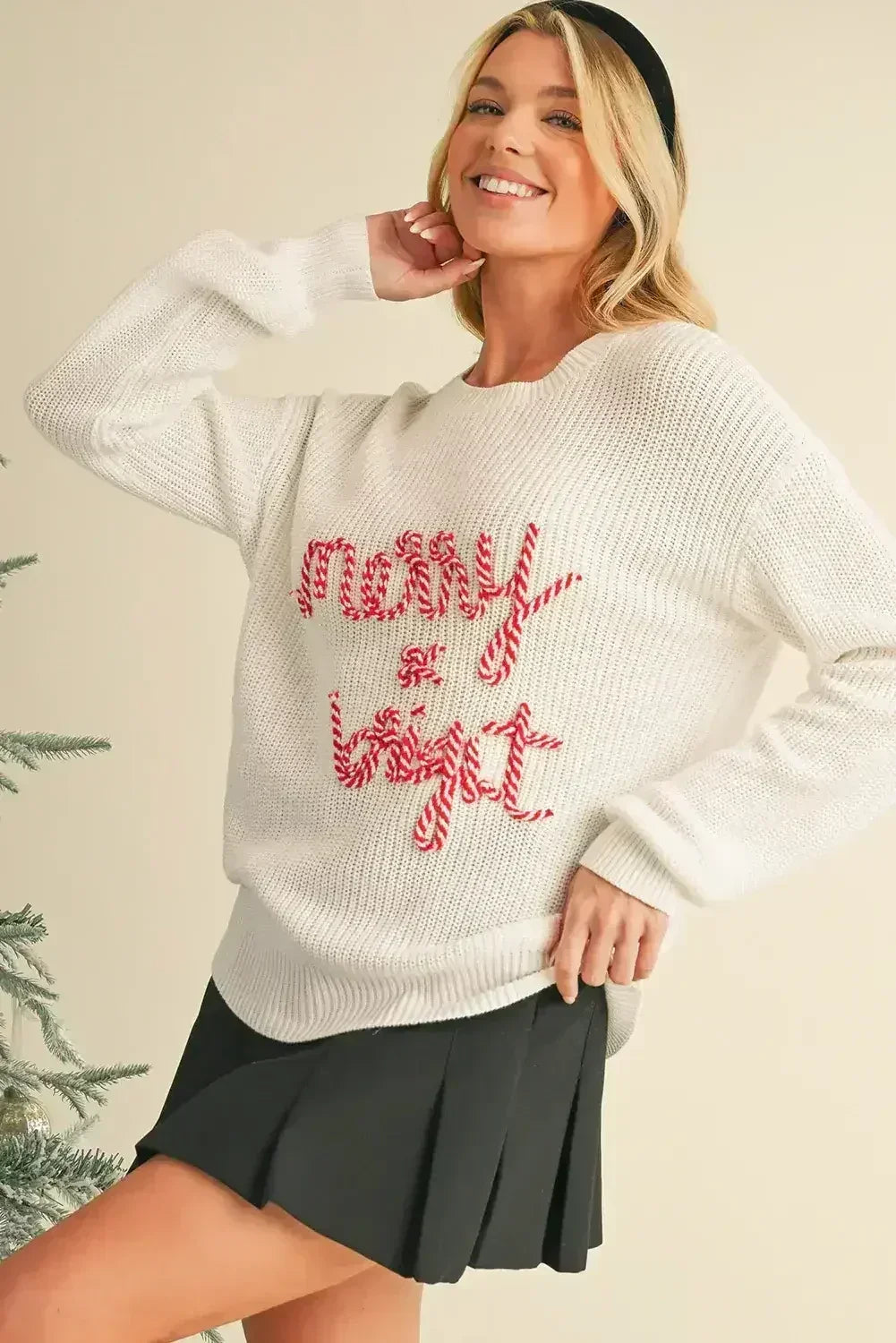 Bright White Merry & Bright Christmas Sweater - Femstylo