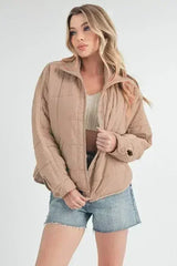 Aemi + Co Quilted Zip Up Puffer Jacket - Femstylo