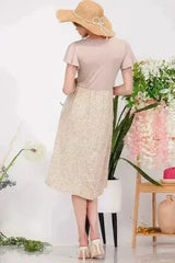 Celeste Plus Size Polka Dot Round Neck Flutter Sleeve Midi Dress - Femstylo