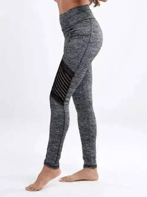 High-Waisted Pilates Leggings with Side Pockets & Mesh Panels - Femstylo
