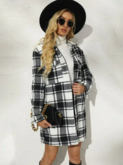 Plaid Collared Longline Coat - Femstylo
