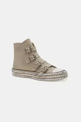 Beast Fashion Multi-Buckle Straps Studded Platform Sneakers - Femstylo