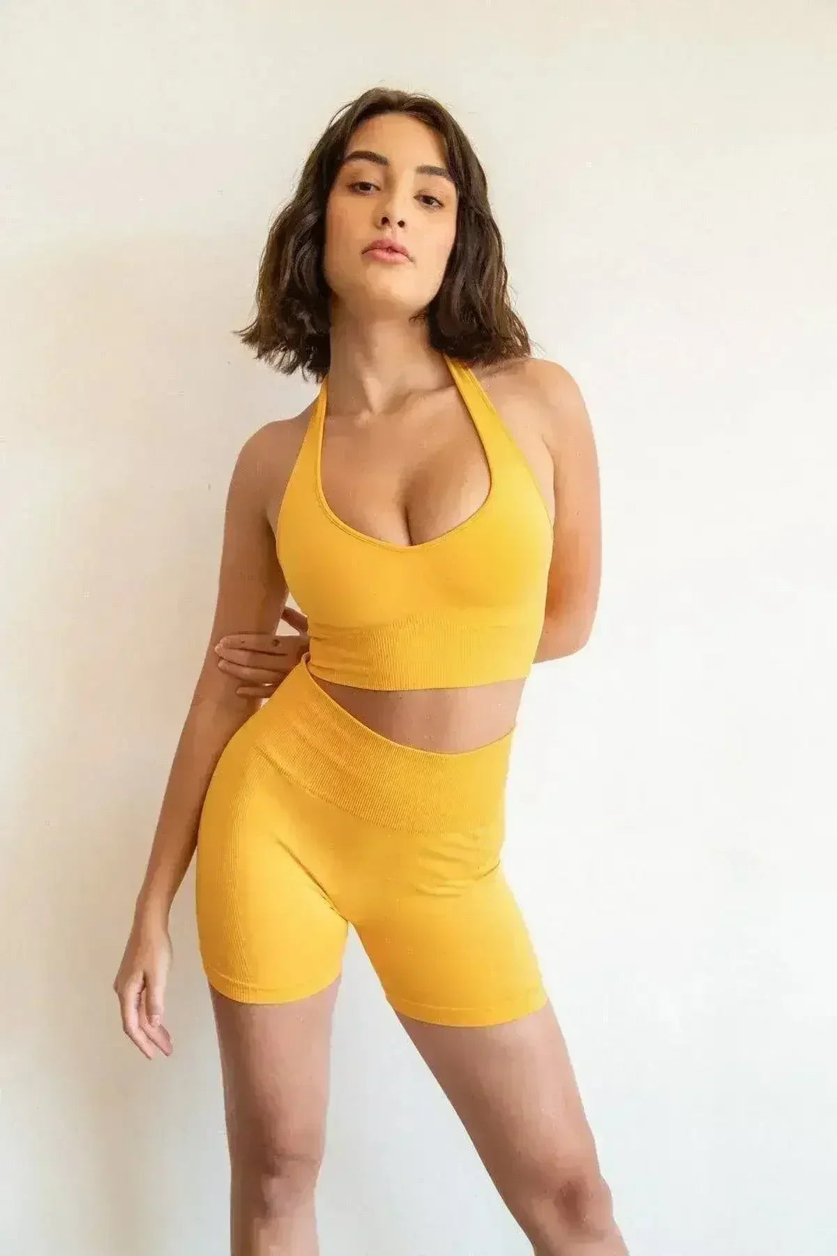 Seamless Halter Crop Top Sport Bra Activewear - Femstylo