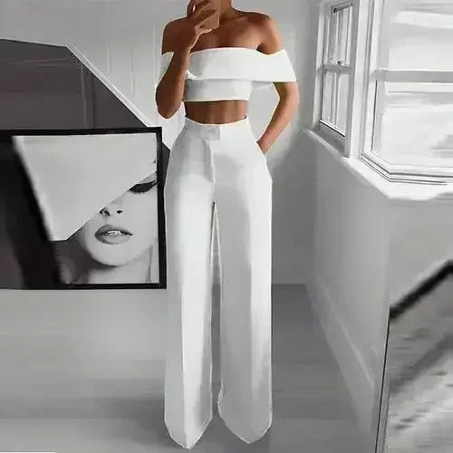 FlexiChic™ – Wide Leg Pants & Crop Top Two-Piece Set - Femstylo
