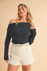Aemi + Co One Shoulder Long Sleeve Knit Top - Femstylo