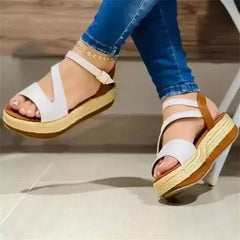 Hollow Buckle Roman Sandals - PU Women Shoes | Femstylo - Femstylo