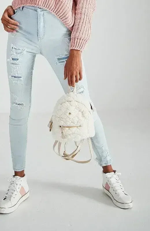 Vegan Fur Mini Backpack - Quilted Eco Bag | Femstylo - Femstylo