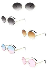 Round Oval Rimless Circle Vintage Sunglasses - Femstylo