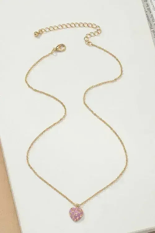 Checker Heart Pendant Necklace - Femstylo