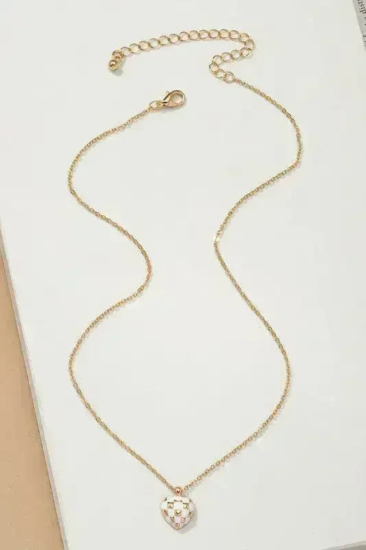 Checker Heart Pendant Necklace - Femstylo