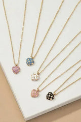 Checker Heart Pendant Necklace - Femstylo