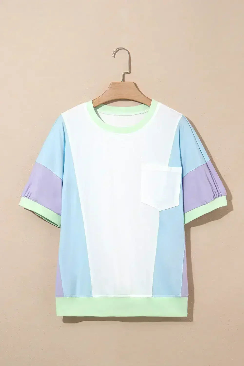 Purple Colorblock Patchwork Oversized T Shirt - Femstylo