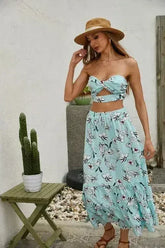 Women's Floral 2 Pcs Long Skirt Set - Femstylo